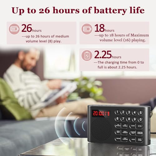 KJV Audio Bible Player, King James Version Electronic Bible, New and Old Testament KJV Talking Audio Bibles Gift for Seniors Visually Impaired & Bible Study with 26H Playtime Quick Navigatio by Generturbo - Image 2