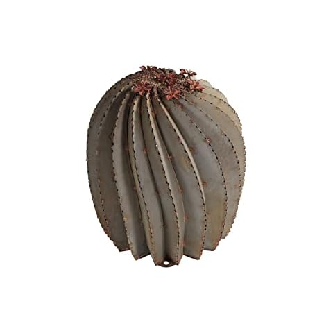 Desert Steel Fishhook Barrel Cactus - Indoor/Outdoor Metal Yard Art & Yard Decor, All Weather, Small (19" H x 16" W) Cover