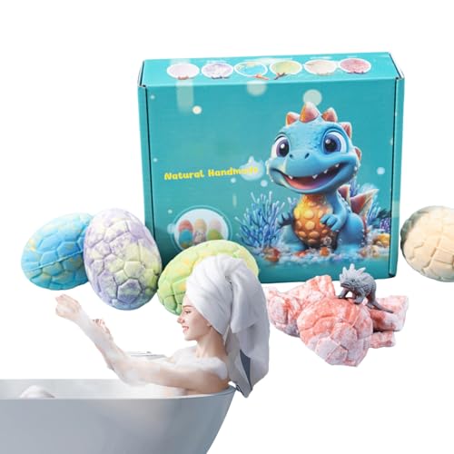 Bola de Baño de Burbujas, Huevo de Dinosaurio Relajante, 6 Piezas de Sal de Ducha de Burbujas con Efervescencia Divertida, Bombas de Baño para el Cuidado de la Piel con Efecto Hidratante, Set d