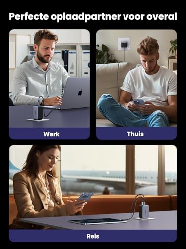 UGREEN Nexode USB C-Charger 65W GaN-Oplader met 3x USB-C-poort snellader compacte Lader compatibel met MacBook Pro/Air, HP Laptop, iPad Pro, iPhone 16-8 serie, Galaxy S24 - Afbeelding 8