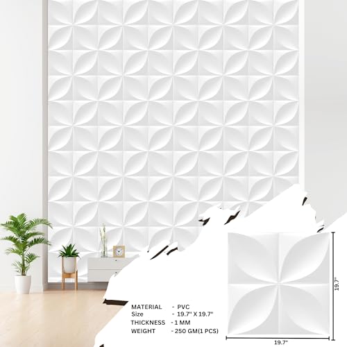 Image of Kayra Decor PVC Panel for Wall Butterfly Design White Color 19.7 inch x 19.7 inch (Pack of 40) - Covers 107.80 Sq. Ft.