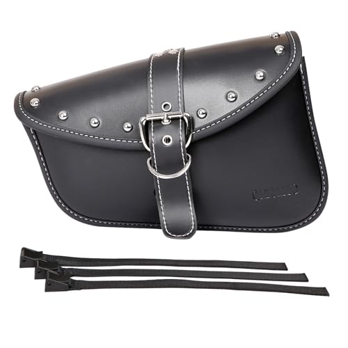 QJBOMTO Borse da sella per moto laterali - Borse laterali Softail in pelle PVC per Harley Sportster impermeabile, borsa portautensili laterale, universale per moto (lato sinistro)