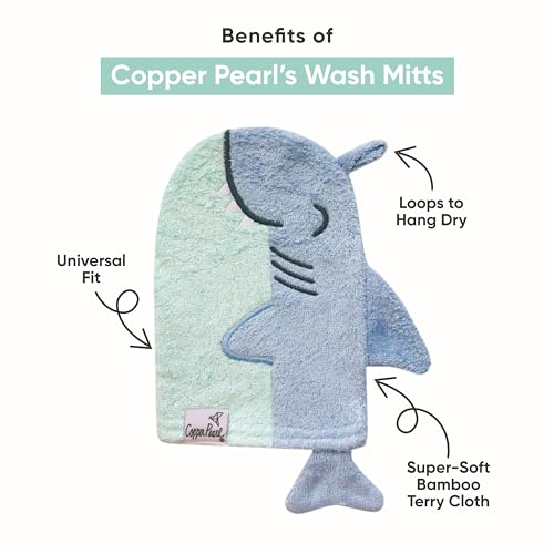 Image of Copper Pearl Wash Mitt: Super-Soft Viscose from Bamboo Terry Cloth Exfoliating Mitt, Universal Fit Body Exfoliator Glove with Hanging Loop to Dry, Exfoliating Glove Makes Baby Bath Time Fun - Wade