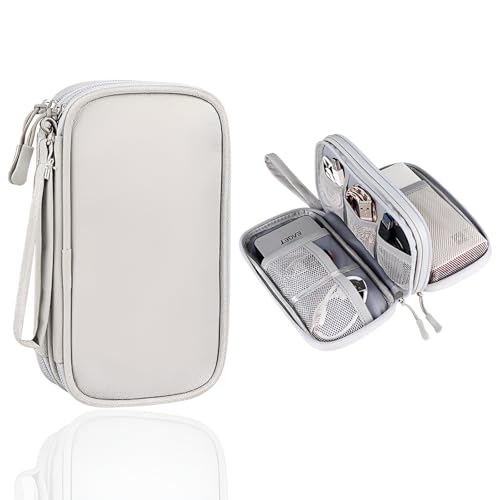 SCDZY Kabeltasche Organizer, Doppelte Elektronische Tasche Reise Kabel Organizer Elektronik Zubehör Tasche Wasserdicht Kabeltasche Klein für Handy Kabel Festplatte (Grau)