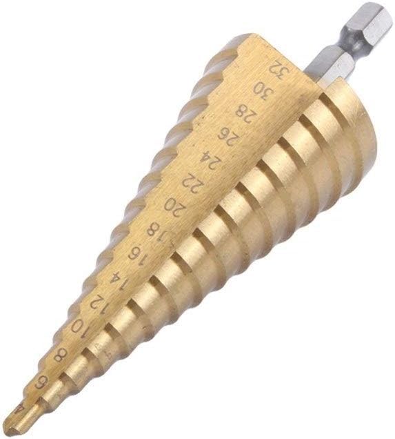 Wiertło do metalu， Wiertło stożkowe sześciokątne do blachy 1PC z tytanu 4-32MM HSS 4241