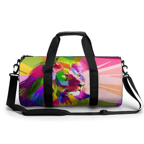Sac de gym lion coloré multifonction avec bandoulière confort