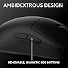 Logitech G PRO 2 Lightspeed Wireless Gaming Mouse, Right- or Left-Handed Mouse with up to 4 Customizable and Switchable Magnetic Side Buttons, 44K DPI Sensor, USB-C Charging, for PC/Mac - Black
