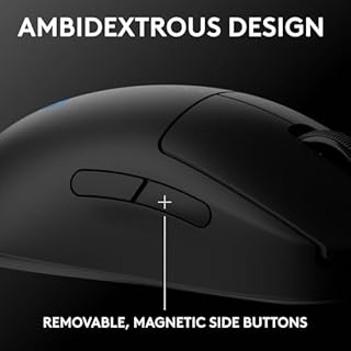 Logitech G PRO 2 Lightspeed Wireless Gaming Mouse, Right- or Left-Handed Mouse with up to 4 Customizable and Switchable Magnetic Side Buttons, 44K DPI Sensor, USB-C Charging, for PC/Mac - Black