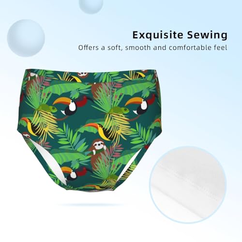 Sloth And Toucan In The Tropical Palms Girls' Underwear Soft Cotton Little Girls Panties Comfort Briefs3