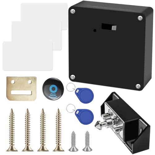 Cerradura electrónica para armario, cerradura RFID con batería, cerradura inteligente para cajones con 3 llaveros y 3 tarjetas RFID, cerraduras ocultas para armarios de puertas dobles, cajones y