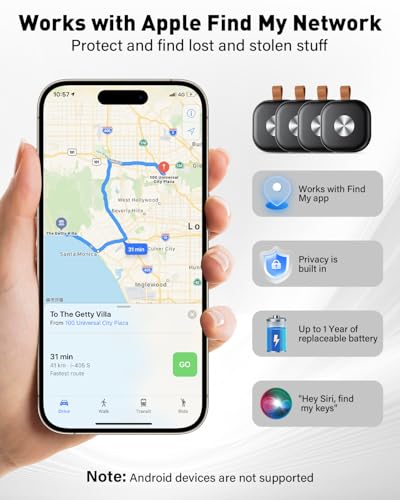 Smart Tracker Tag 4 Pack, Air Localizador Llaves Tag Bluetooth | Buscador de Llaves Funciona con Apple Buscar(Sólo iOS) , para Maletas/Carteras/Bolsos, Duración de la Batería de un Año 3