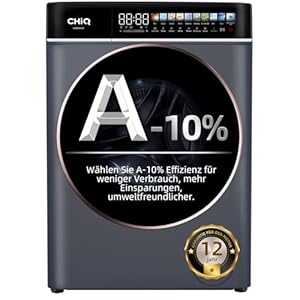 CHiQ Waschmaschine 8kg Frontlader, EEK A-10%, Touchscreen-Steuerung 12 Programme| 520mm D, 1400 U/min, 15Min Schnellwäsche, Großtrommel| Inverter Motor, Antibakterielle Türdichtung, Schwarz 2025