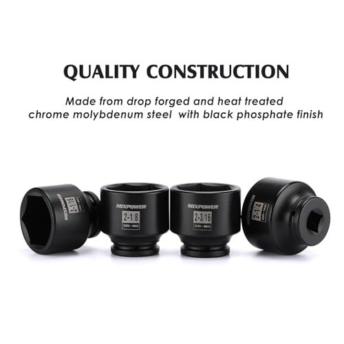 Image of MIXPOWER 9 Pieces 3 /4-Inch Drive Impact Socket Set, CR-MO, 6 Point, SAE, 2-1 /16 inch to 2-1 /2 inch, 9 PCS Jumbo Sockets, 3 /4 inch Drive Standard Impact Socket Set
