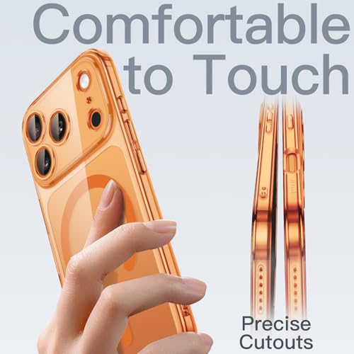 Image of JETech Magnetic Slim Case for iPhone 17 Pro Max 6.9-Inch Compatible with MagSafe, Camera Lens Full Protection, Ultra-Thin Lightweight Clear Minimalist Protective Phone Cover (Orange)