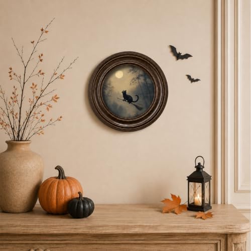DNALWND Gothic Black Cat Round Wall Art, Funny Halloween Decor - 2