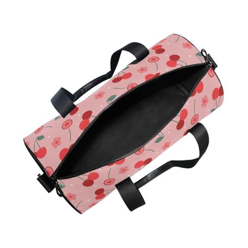 Duffel Bags Cherries Gym Bag Round Sports Bag Canvas Travel Luggage Overnight Bags for Men Women2