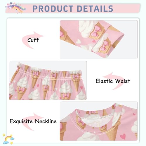 ALAZA Bow Ice Cream Heart Love Pajamas Long Sleeve Sleepwear 2-Piece Pajama Set4