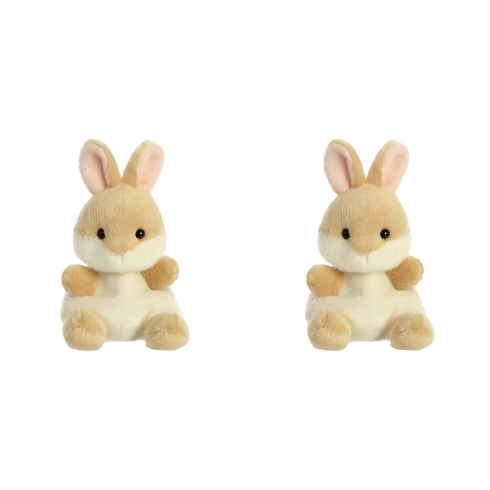 AURORA Palm Pals, Ella the Bunny Soft Toy, 61243, 5 inches, Beige, Brown (Pack of 2)