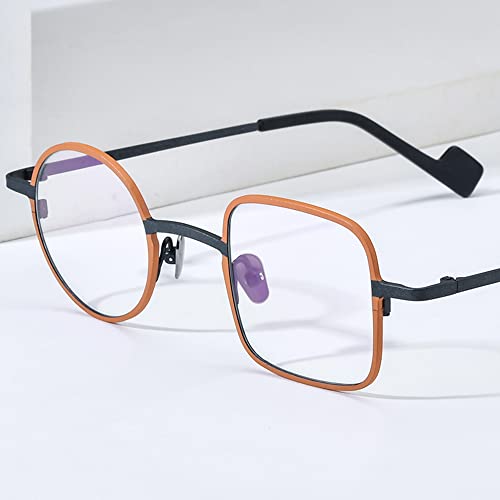 Image of FONEX Colorful Titanium Glasses Frame Men Left Round Right Square Optical Eyeglasses Women F85747