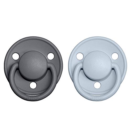 Bibs Pacifiers - De Lux Collection | Bpa-Free Baby Pacifier | Made In Denmark | Set Of 2 Iron/Baby Blue Color Premium Soothers | Size 6-18 Months #TOP1