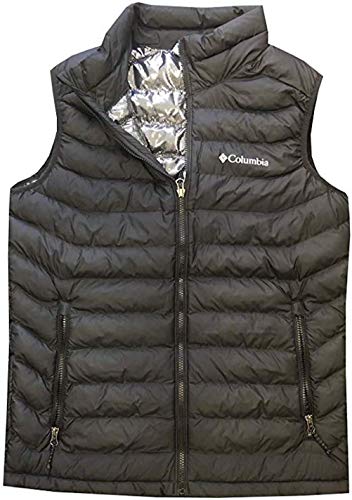 Columbia Mens White Out Omni-Heat Puffer Vest, Black, X-Large