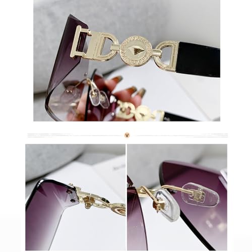 Oversized Frameless Sunglasses for Women Trendy Rectangular Wraparound Womens Sunglasses Travel Photography Sun Glasses4