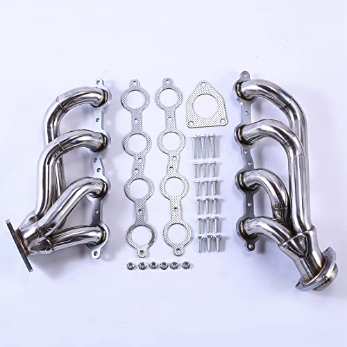Stainless Steel Exhaust Header Manifold Compatible With 2000-2001 Gmc Yukon 4.8L 5.3L 1999-2001 Gmc Sierra 1500 2500 #TOP17