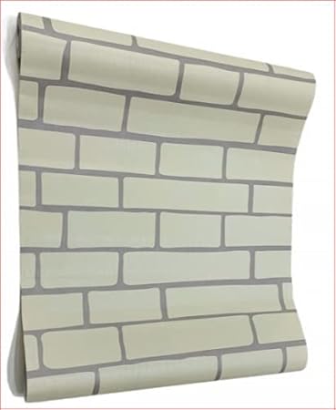 Bhola Interiors DIY Horizontal Brick Architecture Wallpaper (53 X 900cm) 3D Light Green Bricks Self Adhesive