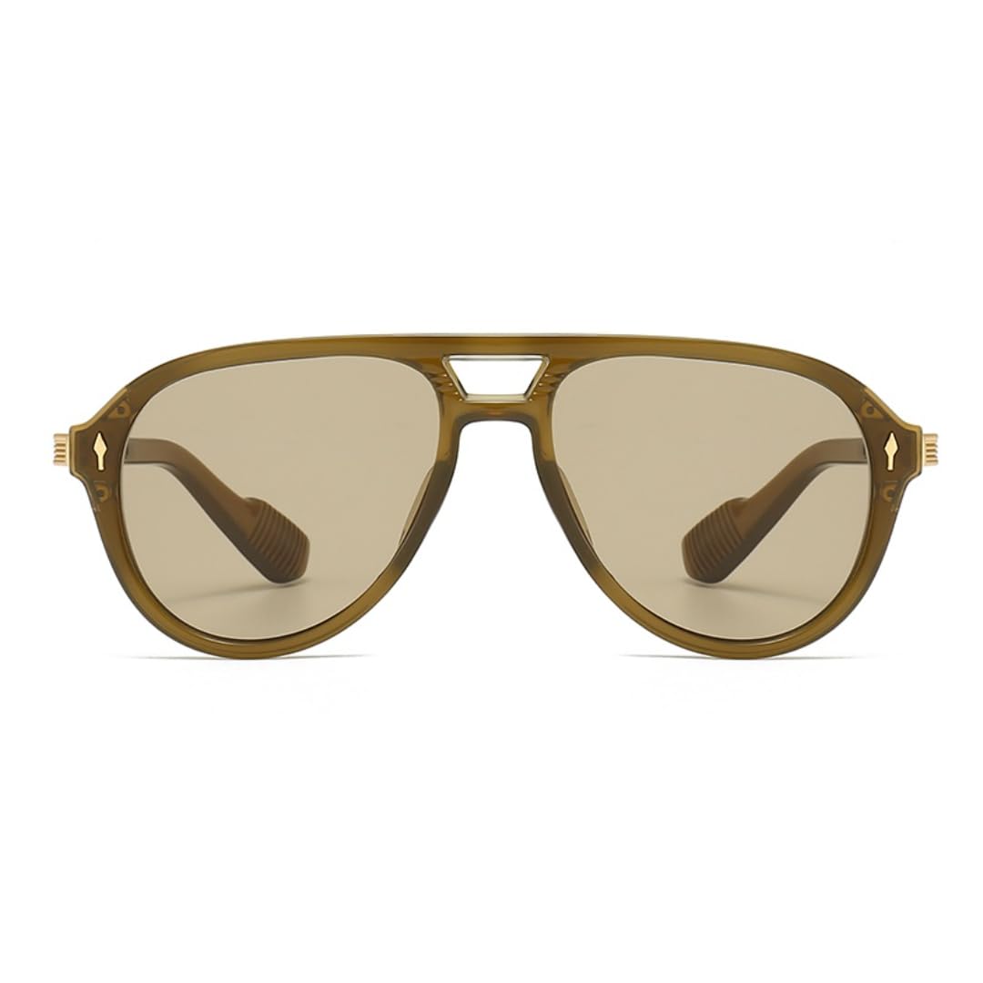 Occhiali da sole stile aviatore retrò con doppio ponte, lenti polarizzate UV400, montatura completa in stile pilota per la guida, accessorio moda per attività all'aperto