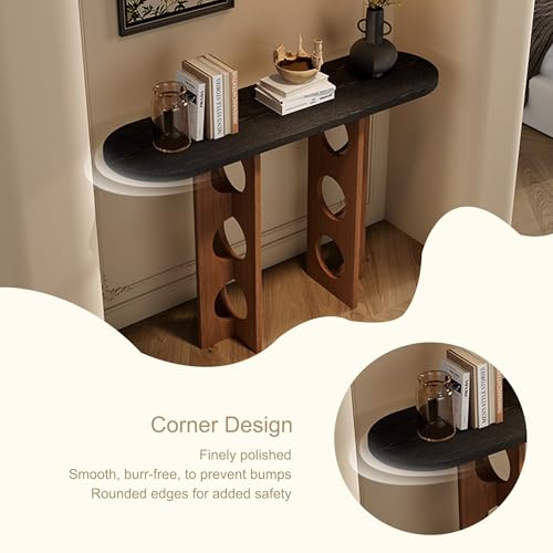 Mesa consola estrecha para entrada de madera negra pasillo 5