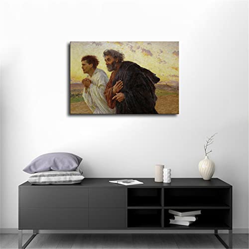 Disciples Peter And John Running To The Tomb On The Morning Of The Resurrection Posters Modern Prints Paintings Canvas Wall Art For Home Kitchen Living Room Bedroom Decor (Framed,20X30Inch) #TOP2