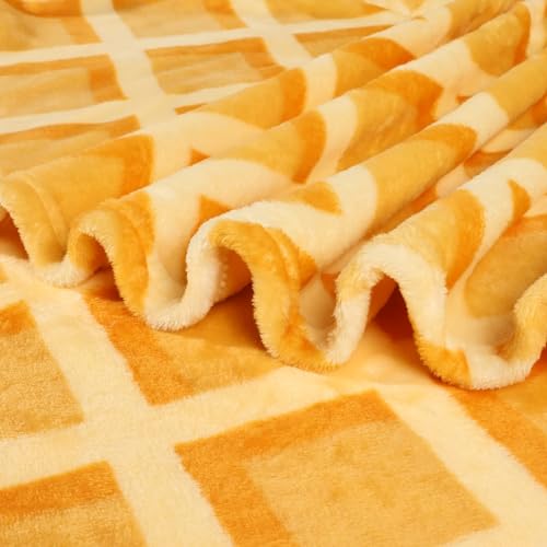 Image of Bnuitland 90 Inches Waffle Funny Blanket, 300 GSM Double Sided Giant Funny Novelty Realistic Food Blanket with Pouch for Adults and Kids, Super Soft Flannel Throw