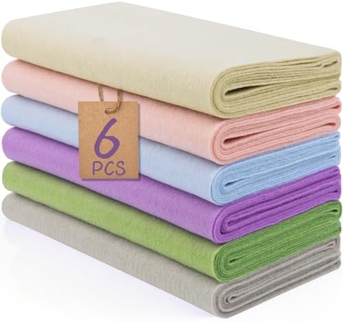 XSEINO 6 Rolls 12"x35" Large Felt Sheets(5.8Yds Total), 1.4mm Thick Nonwoven Fabric for Sewing, 6 Morandi Series Colors, Bulk DIY Craft Supplies for Bags, Garland, Decor — view 8