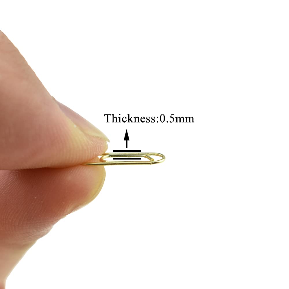 HAHIYO Paper Clips Sturdy 0.59 inches Length 50 Pack Mini Paperclips Heavy Duty Tight Grip Rust Proof Reusable Metal Bright Gold for Home Office School - 3