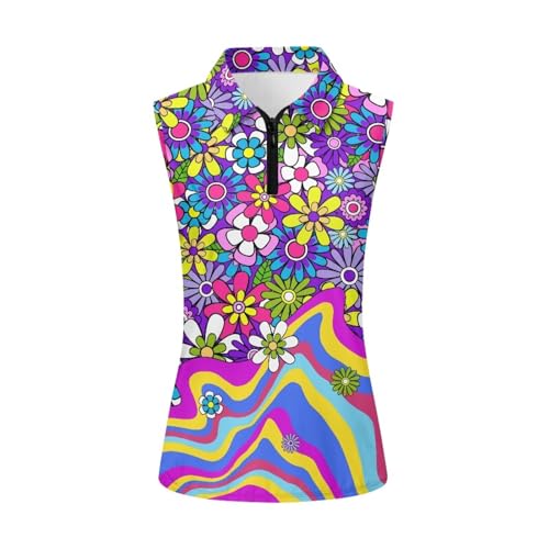 POLERO Sleeveless Women Golf Shirts Zip Up V Neck Workout Tops with Collar Casual Athletic Shirt4
