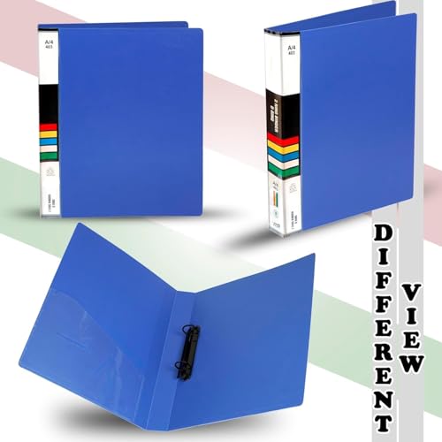 Image of ANG 2D Ring Binder File| Durable Polyethylene File Folder Document for Professional Use| Holds Upto 250 Sheets (Sky Blue, Pack of 4)