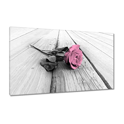 Tableau imprimé sur toile décoration murale 120 x 70 cm grand format fleur rose