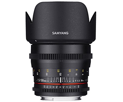 Samyang F1311106101   Objetivo para vídeo VDSLR para Sony E (Distancia Focal Fija 50mm, Apertura T1.5 22 AS UMC, diámetro Filtro: 77mm), Negro