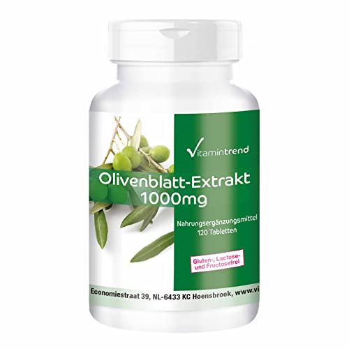 Olivenblattextrakt 1000mg - 120 vegane Tabletten - Hochdosiert - 20% Oleuropein Cover