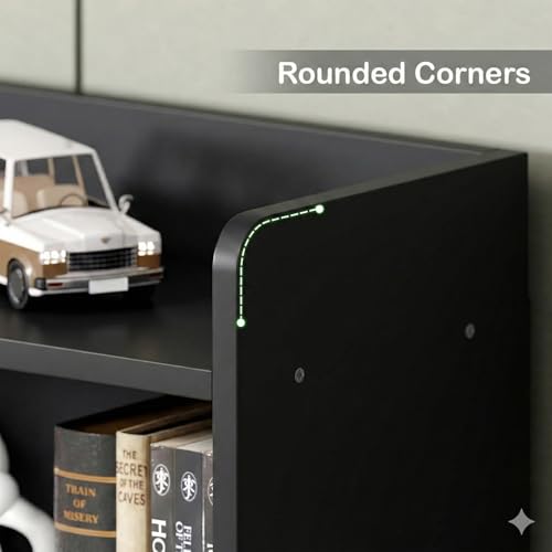 Image of Lukzer Engineered Wood 6 Tier Bookcase Open Book Shelf Storage Cabinet (MR-007 / Black / 134 x 24 x 71cm) DIY(Do It Yourself).
