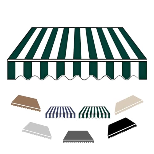 2.0m 2.5m 3.0m 3.6m 4m 5m Toldo Manual Retráctil, Tela de Repuesto para Toldo para Patio Balcón Jardín Exterior Terraza, Toldo Manual Retráctil, Duradera(Dark Green and White,200x150cm)