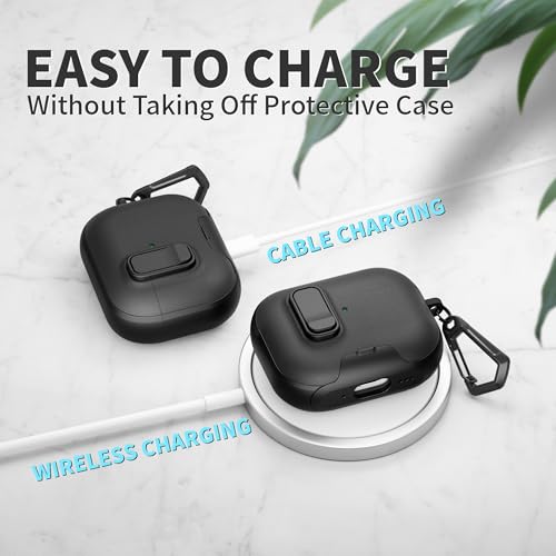 Image of for AirPods Pro 3 Case with Lock,TPU Leather Texture Durability Anti-Lost & Shockproof Protective Cover Accessories with Cleaning Kit in Keychain for Apple iPod Pro 3rd Generation 2025(Black)