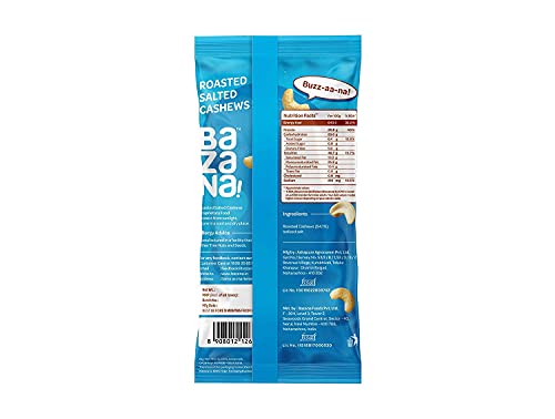 Image of Bazana Roasted & Salted Cashews | Perfectly Roasted for Crunchy Freshness | Healthy & Versatile Snack for Work, Travel & Gifting | 19g x 15 Packs (285g Total)