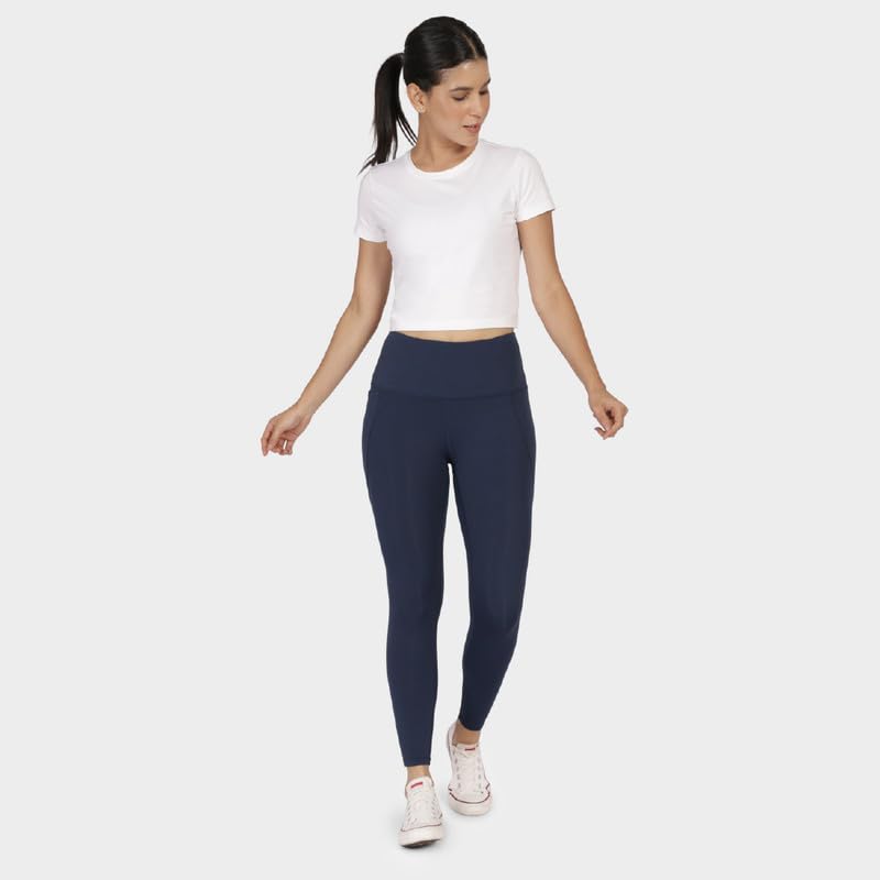 Image of BlissClub Women Skinny Fit High Rise The Ultimate Leggings, Ankle Length Tights for Gym, Yoga and Workout with 4 Pockets