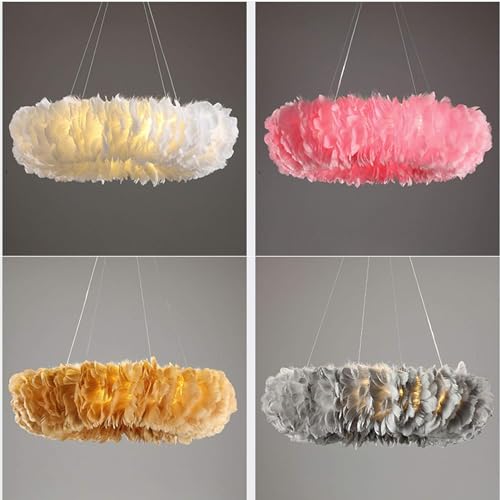 Lustre à plumes romantique plafonnier LED suspension E27 salon - 6