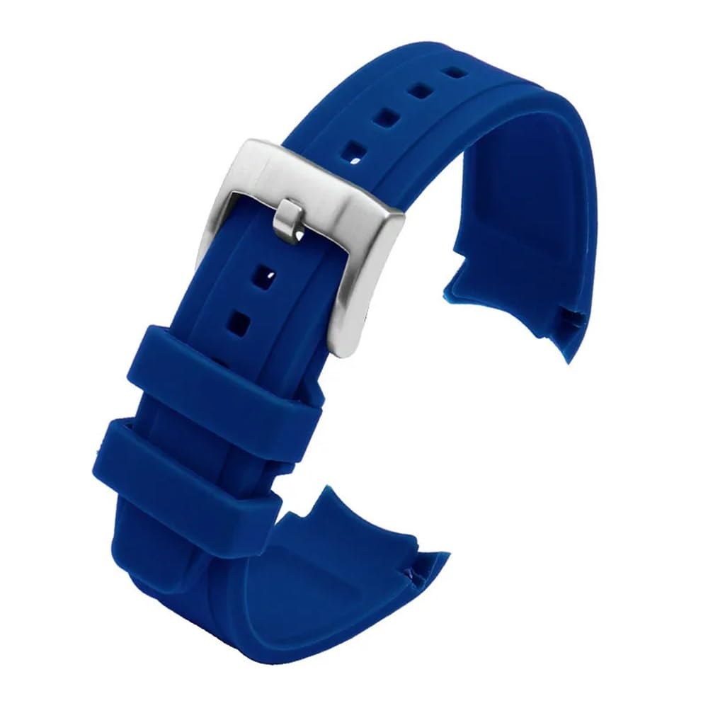 HUTBUVEAW Curved End Silicone Rubber Watch Strap For Water Ghost For Citizen For Tissot For Seiko 20MM 22MM Men Sport Wristband Universal Belt(Blue,23mm)