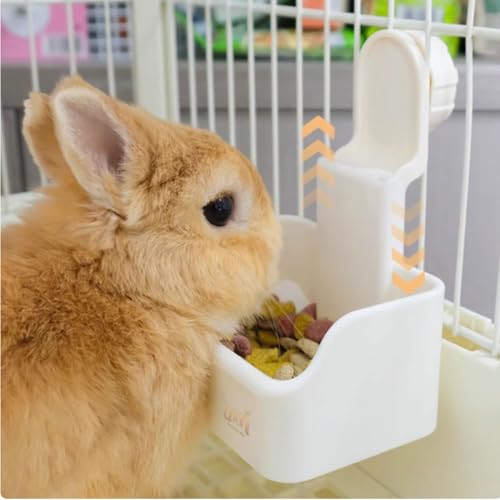 Kaninchenschüssel, 2-in-1 Hängende Schüssel für Kleine Hundekäfige - Abnehmbare Futter- und Wasserschüssel für Welpen, Katzen, Kaninchen, Meerschweinchen (Rosa)