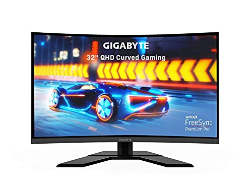 GIGABYTE G32QC 81.28 cm (32″) 165Hz 1440P Curved Gaming Monitor, 2560 x 1440 VA 1500R Display, 1ms (MPRT) Response Time, 94% DCI-P3, VESA Display HDR400, FreeSync Premium Pro, G-Sync Compatible Ready