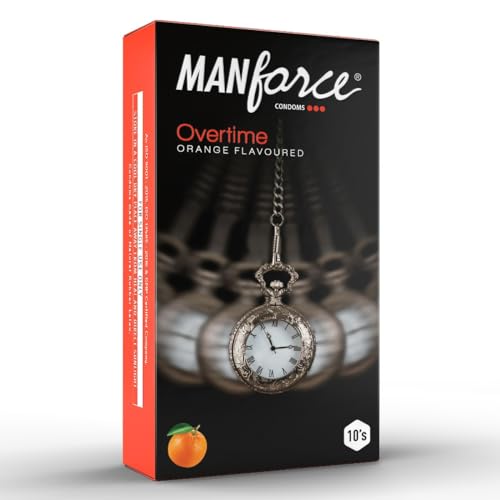 Image of Manforce Overtime 3 In 1 Orange Flavour Condoms, 10 Count