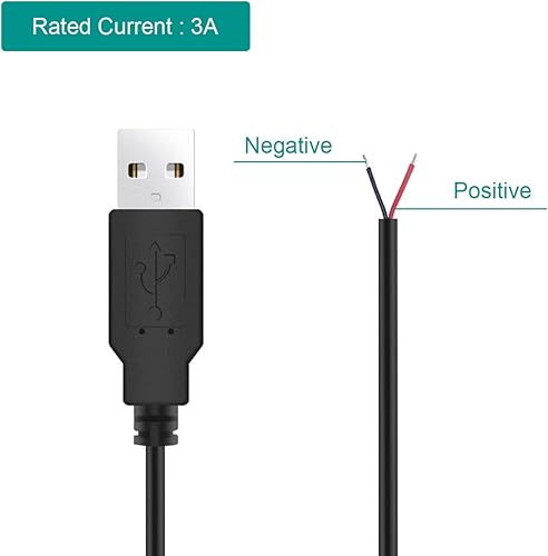 Miniatura 3 de Cable micro USB macho hembra a 2 extremos de cable abiertos, conector USB 2.0 a 2 cables, cable de extensión de cable de alimentación, conector de